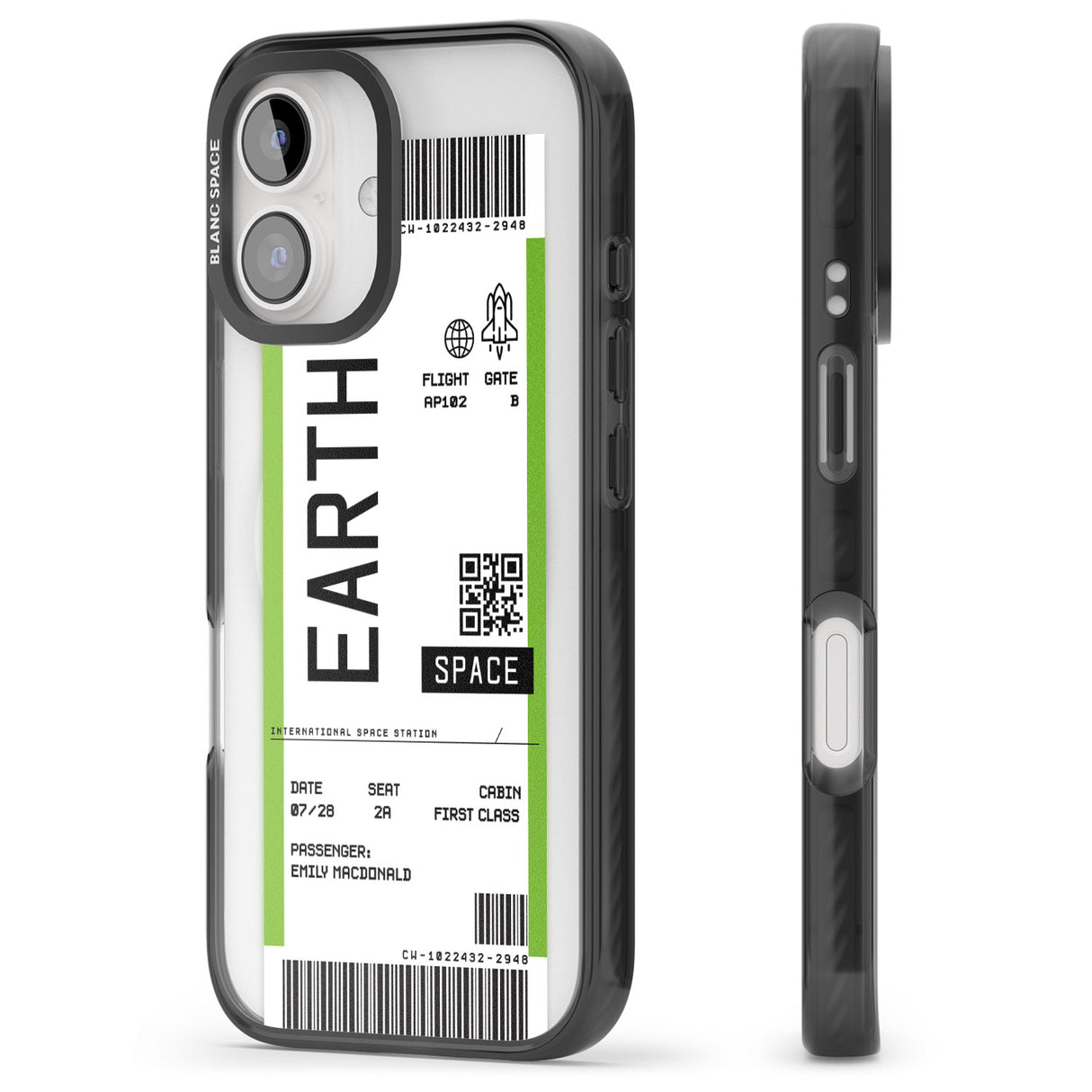 iPhone 16 Pro Max Personalised Earth Space Travel Ticket Black Impact Phone Case