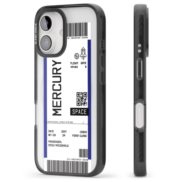 iPhone 16 Pro Max Personalised Mercury Space Travel Ticket Black Impact Phone Case