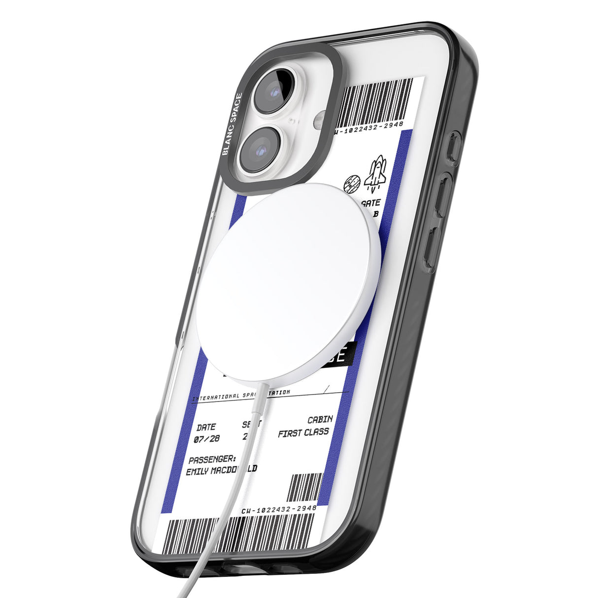 iPhone 16 Pro Max Personalised Mercury Space Travel Ticket Black Impact Phone Case