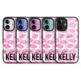 iPhone 16 Pro Max Personalised Pink Stripes & Lips Black Impact Phone Case