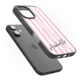 iPhone 16 Pro Max Personalised Pink Stripes & Large Monogram Black Impact Phone Case