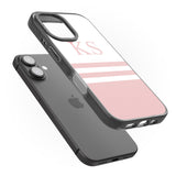 iPhone 16 Pro Max Personalised Minimal Pink Stripes & Initials Black Impact Phone Case