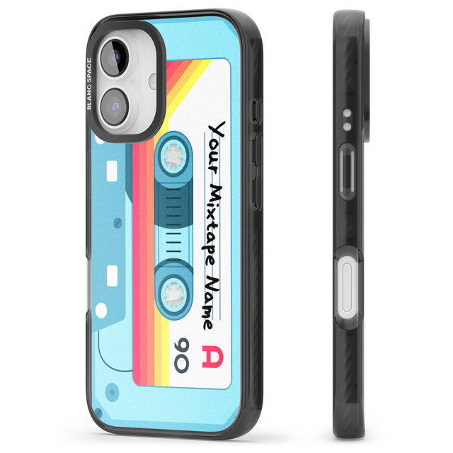 iPhone 16 Pro Max Personalised Sporty Cassette Black Impact Phone Case