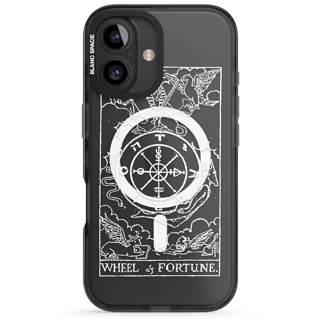 iPhone 16 Pro Max Personalised Wheel of Fortune Tarot Card - White Transparent Black Impact Phone Case