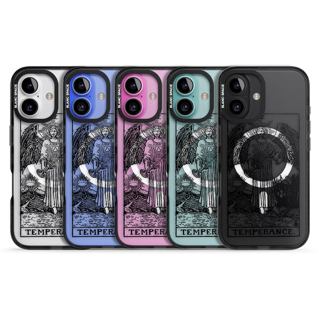 iPhone 16 Pro Max Personalised Temperance Tarot Card - Transparent Black Impact Phone Case