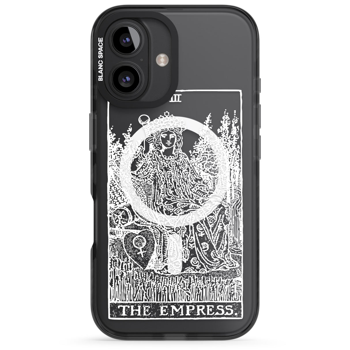 iPhone 16 Pro Max Personalised The Empress Tarot Card - White Transparent Black Impact Phone Case