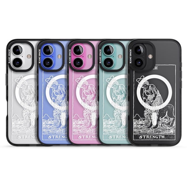 iPhone 16 Pro Max Personalised Strength Tarot Card - White Transparent Black Impact Phone Case