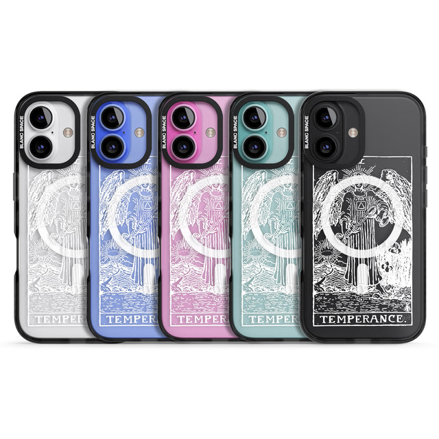 iPhone 16 Pro Max Personalised Temperance Tarot Card - White Transparent Black Impact Phone Case