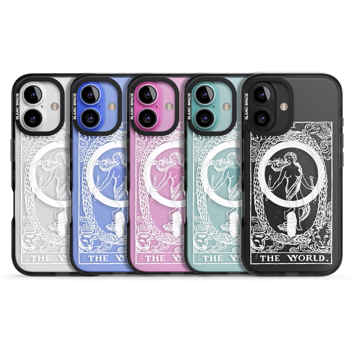 iPhone 16 Pro Max Personalised The World Tarot Card - White Transparent Black Impact Phone Case