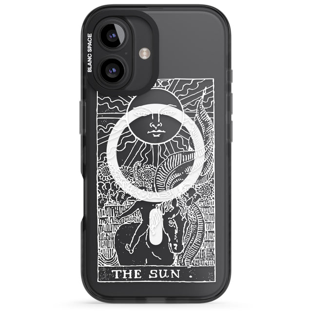 iPhone 16 Pro Max Personalised The Sun Tarot Card - White Transparent Black Impact Phone Case