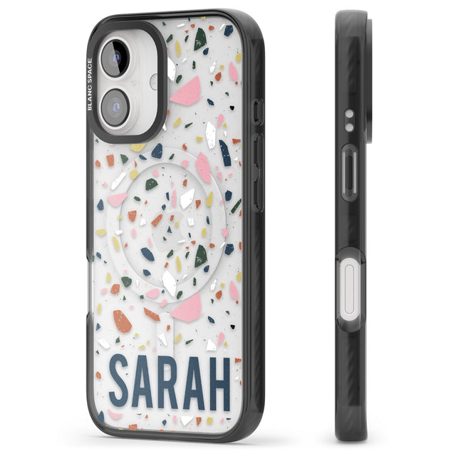 iPhone 16 Pro Max Personalised Terrazzo Black Impact Phone Case