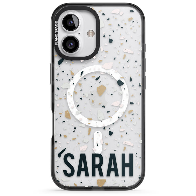 iPhone 16 Pro Max Personalised Terrazzo - Blue, Pink, Brown Black Impact Phone Case