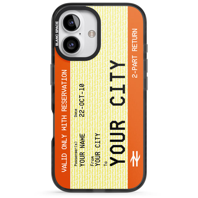 iPhone 16 Pro Max Personalised Create Your Own Train Ticket Black Impact Phone Case