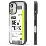 iPhone 16 Pro Max Personalised New York Boarding Pass Black Impact Phone Case