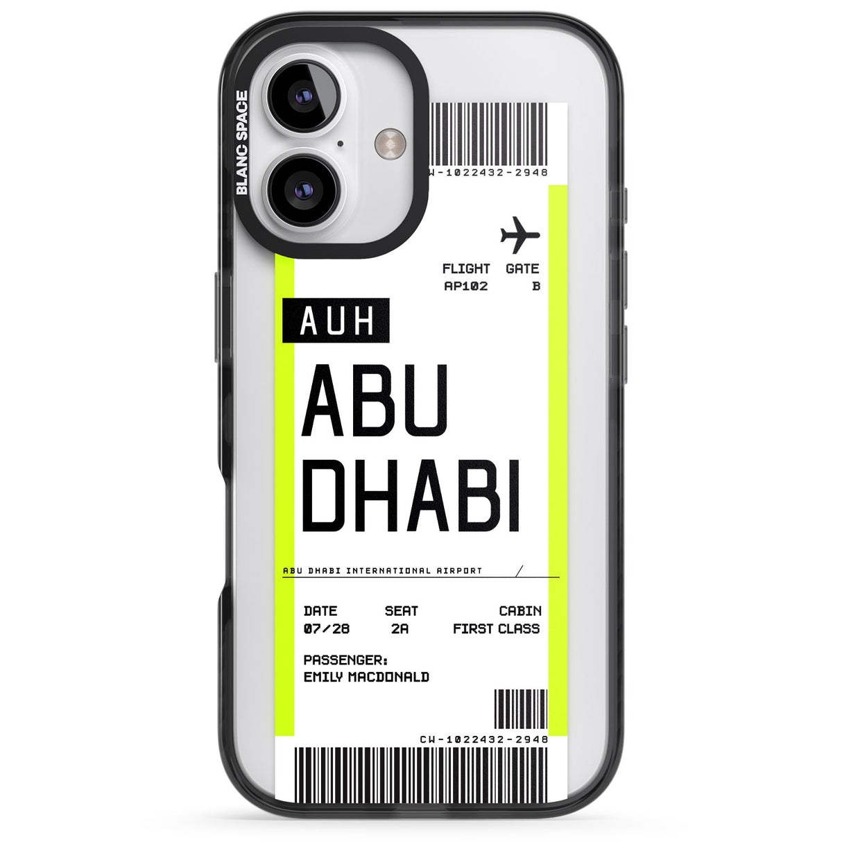 iPhone 16 Pro Max Personalised Abu Dhabi Boarding Pass Black Impact Phone Case