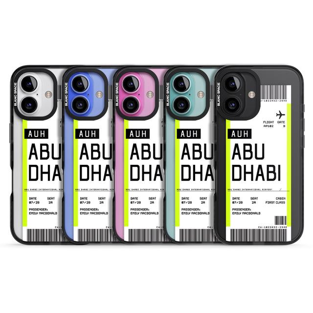 iPhone 16 Pro Max Personalised Abu Dhabi Boarding Pass Black Impact Phone Case