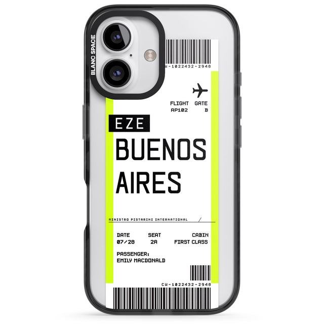 iPhone 16 Pro Max Personalised Buenos Aires Boarding Pass Black Impact Phone Case