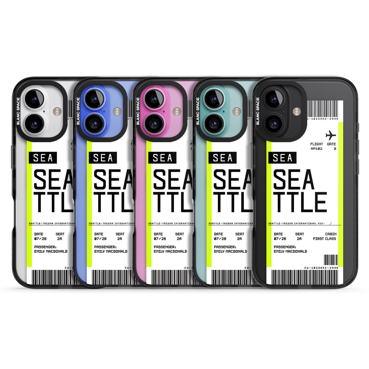 iPhone 16 Pro Max Personalised Seattle Boarding Pass Black Impact Phone Case