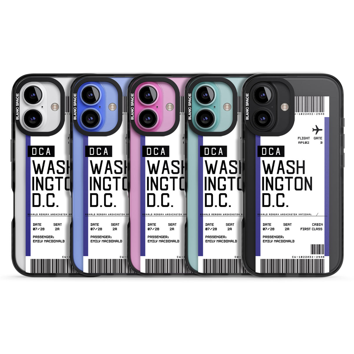 iPhone 16 Pro Max Personalised Washington D.C. Boarding Pass Black Impact Phone Case