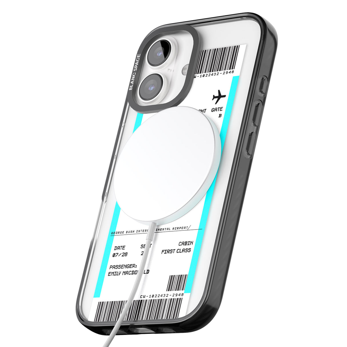 iPhone 16 Pro Max Personalised Houston Boarding Pass Black Impact Phone Case