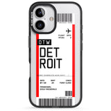 iPhone 16 Pro Max Personalised Detroit Boarding Pass Black Impact Phone Case