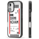 iPhone 16 Pro Max Personalised Birmingham Boarding Pass Black Impact Phone Case