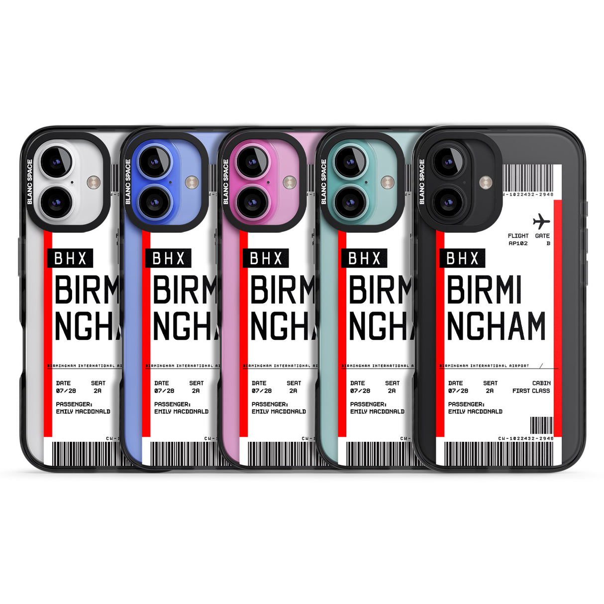 iPhone 16 Pro Max Personalised Birmingham Boarding Pass Black Impact Phone Case