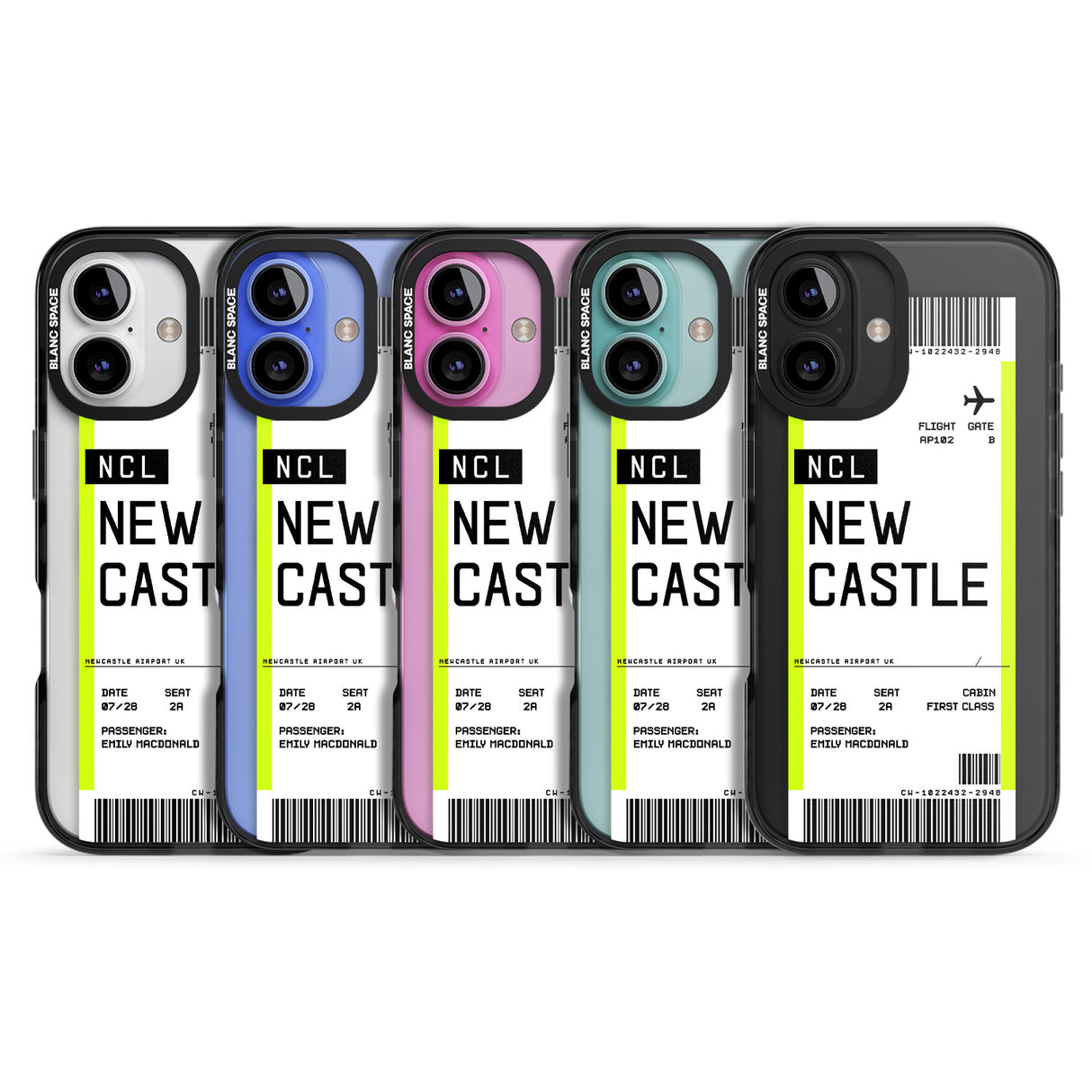 iPhone 16 Pro Max Personalised Newcastle Boarding Pass Black Impact Phone Case