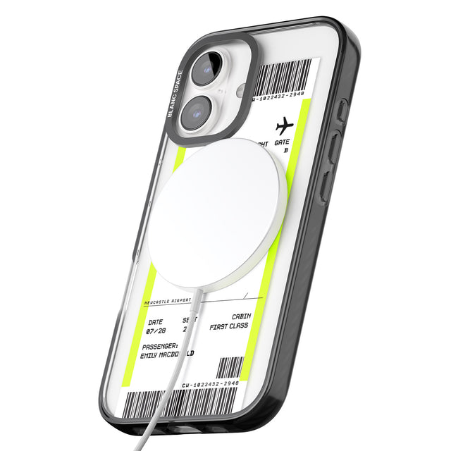 iPhone 16 Pro Max Personalised Newcastle Boarding Pass Black Impact Phone Case