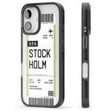 iPhone 16 Pro Max Personalised Stockholm Boarding Pass Black Impact Phone Case