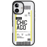 iPhone 16 Pro Max Personalised Chicago Boarding Pass Black Impact Phone Case