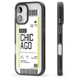 iPhone 16 Pro Max Personalised Chicago Boarding Pass Black Impact Phone Case