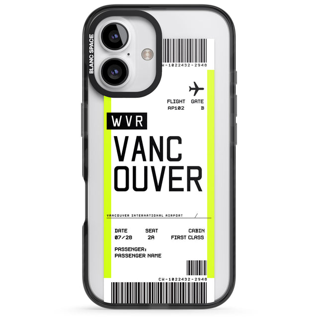 iPhone 16 Pro Max Personalised Vancouver Boarding Pass Black Impact Phone Case