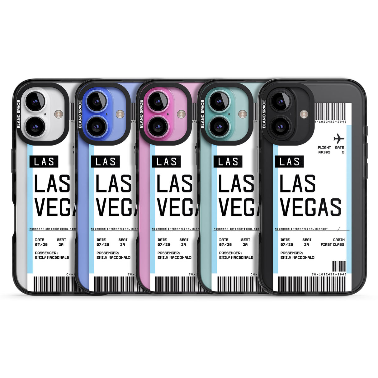 iPhone 16 Pro Max Personalised Las Vegas Boarding Pass Black Impact Phone Case