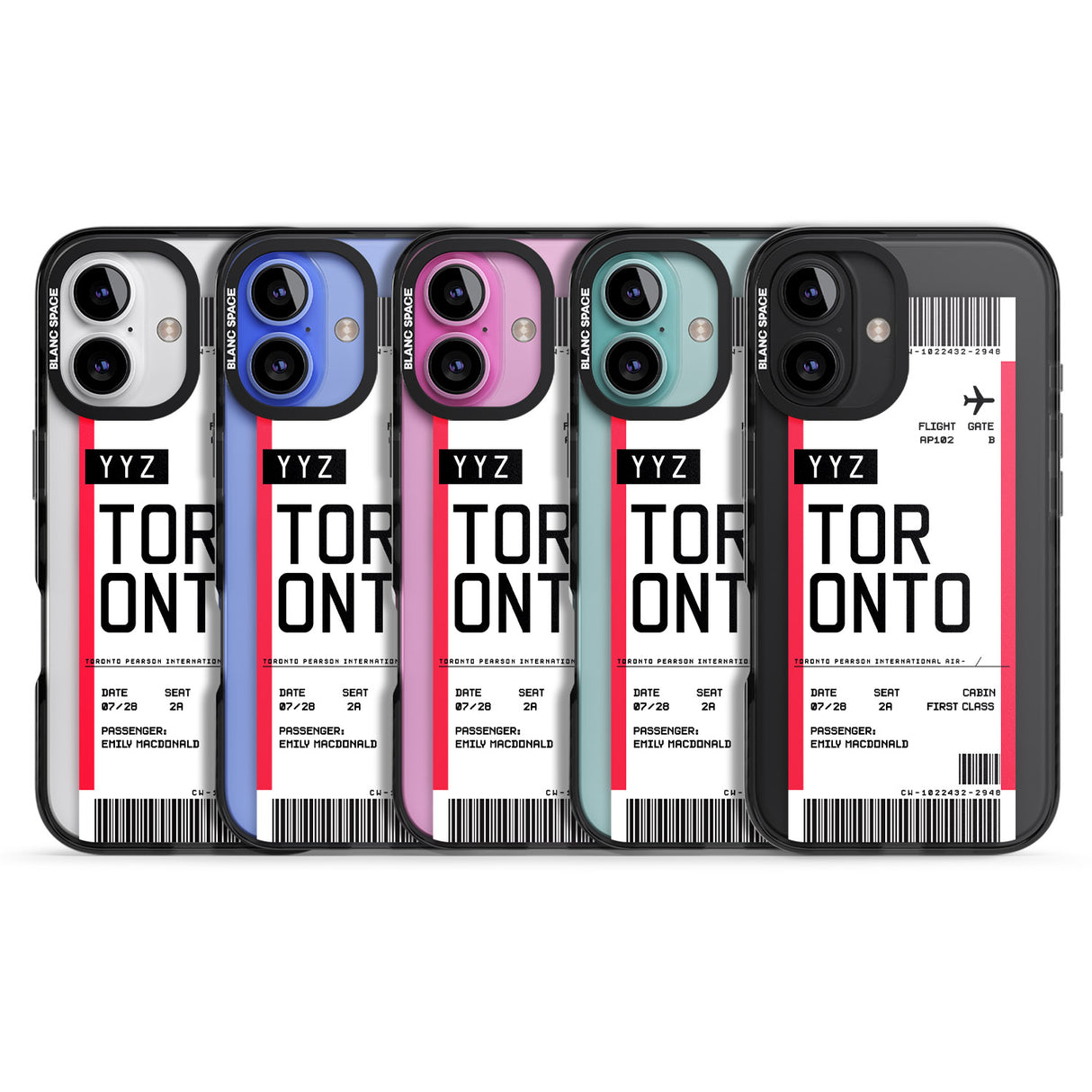 iPhone 16 Pro Max Personalised Toronto Boarding Pass Black Impact Phone Case