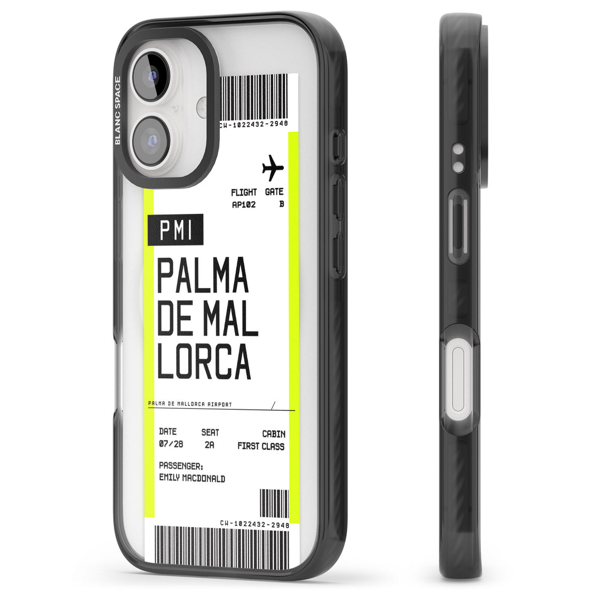 iPhone 16 Pro Max Personalised Palma De Mallorca Boarding Pass Black Impact Phone Case