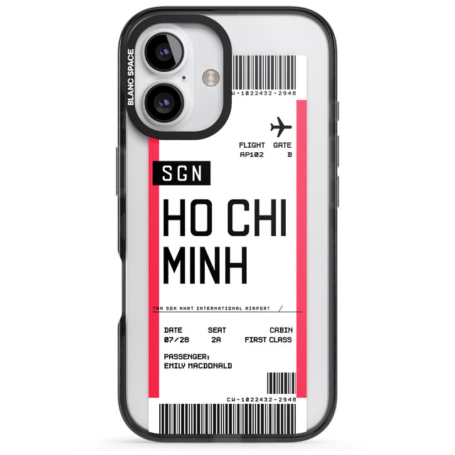 iPhone 16 Pro Max Personalised Ho Chi Minh City Boarding Pass Black Impact Phone Case