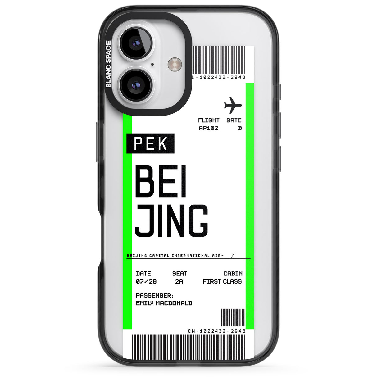 iPhone 16 Pro Max Personalised Beijing Boarding Pass Black Impact Phone Case