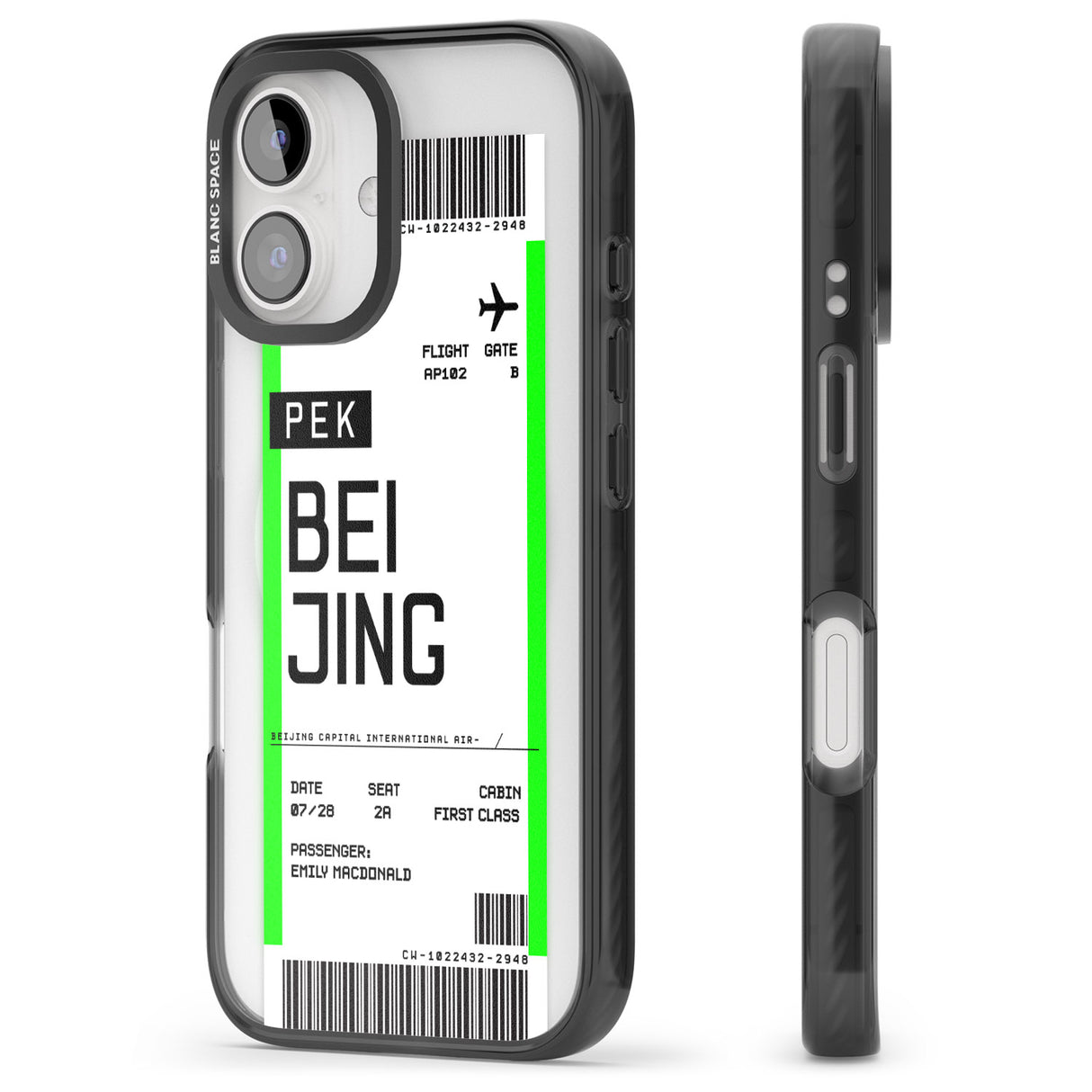 iPhone 16 Pro Max Personalised Beijing Boarding Pass Black Impact Phone Case