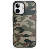 iPhone 16 Pro Max Green and Brown Camo Black Impact Phone Case