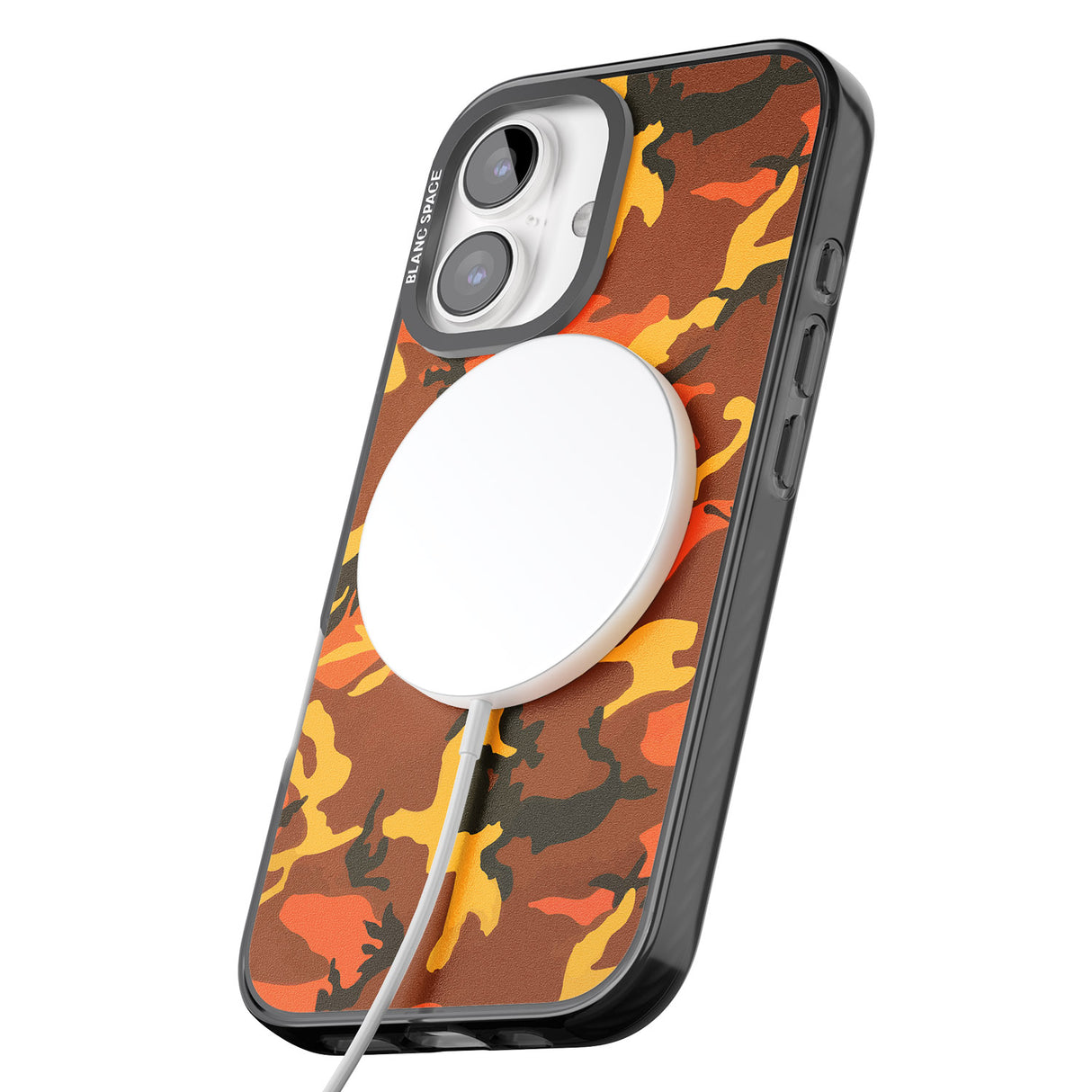 iPhone 16 Pro Max Orange Camo Black Impact Phone Case