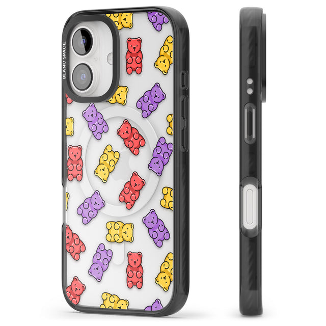 iPhone 16 Pro Max Gummy Bear Pattern Black Impact Phone Case