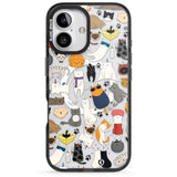 iPhone 16 Pro Max Cartoon Cat Collage Black Impact Phone Case