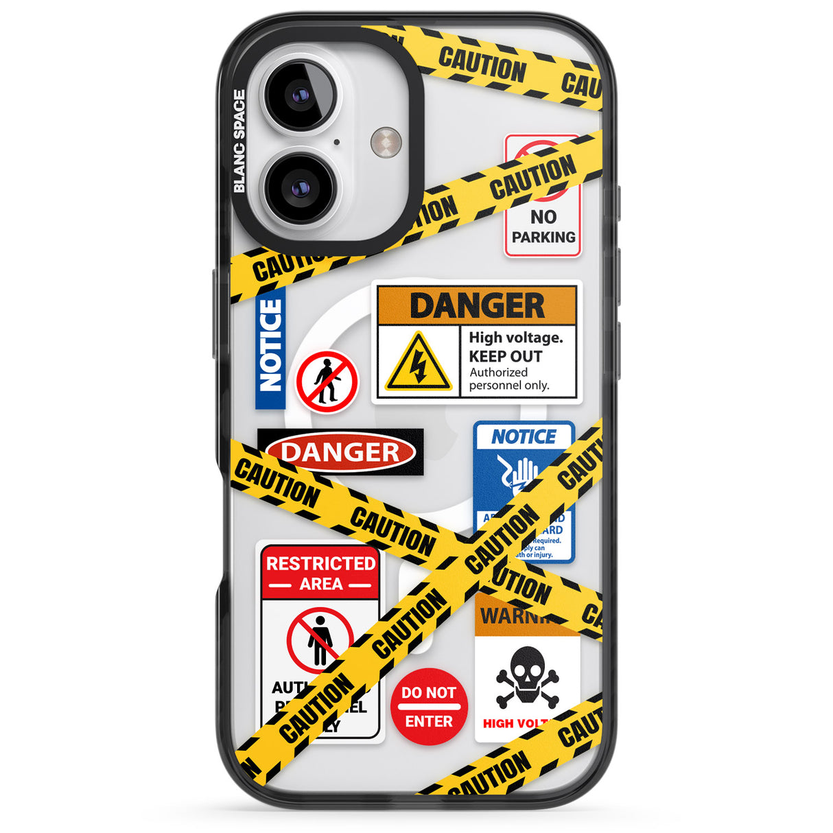 iPhone 16 Pro Max CAUTION Black Impact Phone Case