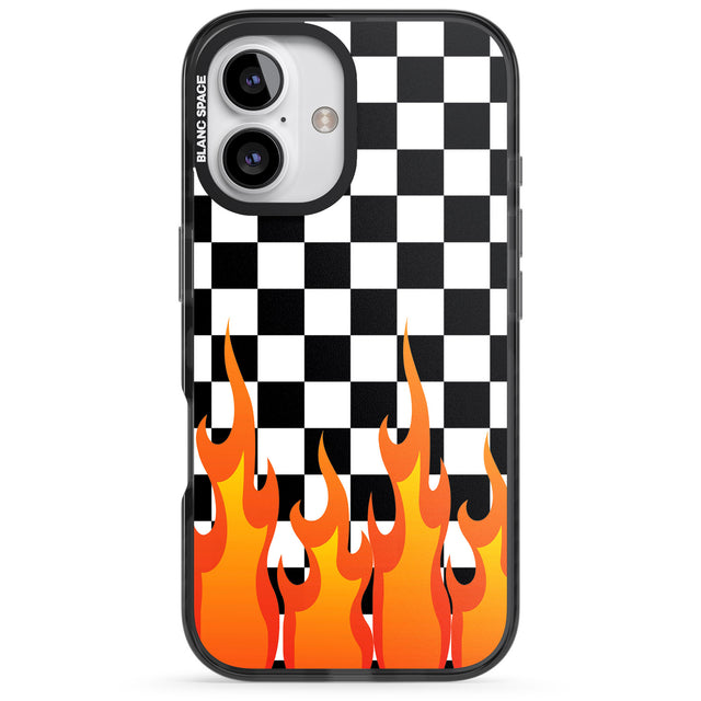 iPhone 16 Pro Max Checkered Fire Black Impact Phone Case