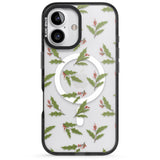 iPhone 16 Pro Max Christmas Holly Pattern Black Impact Phone Case