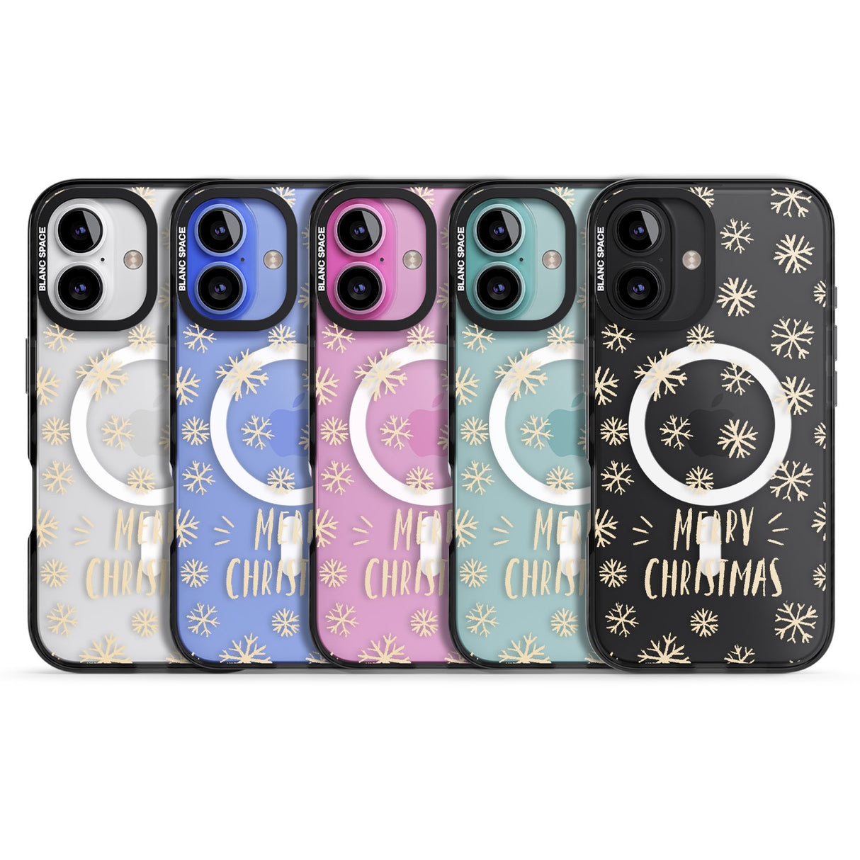 iPhone 16 Pro Max Christmas Snowflake Pattern Black Impact Phone Case