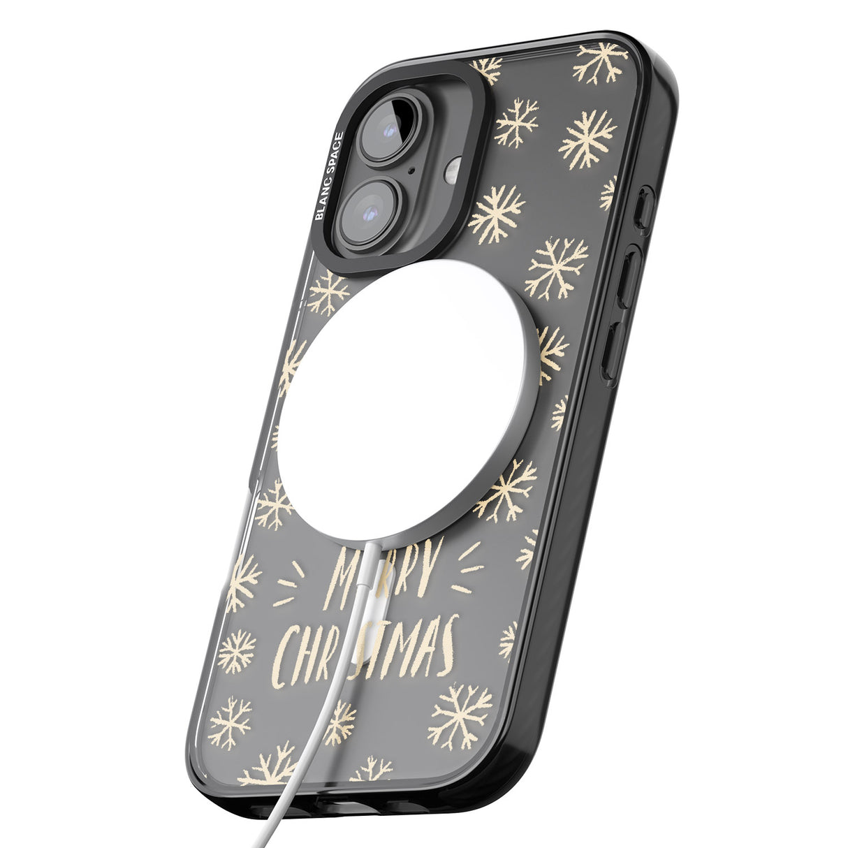 iPhone 16 Pro Max Christmas Snowflake Pattern Black Impact Phone Case