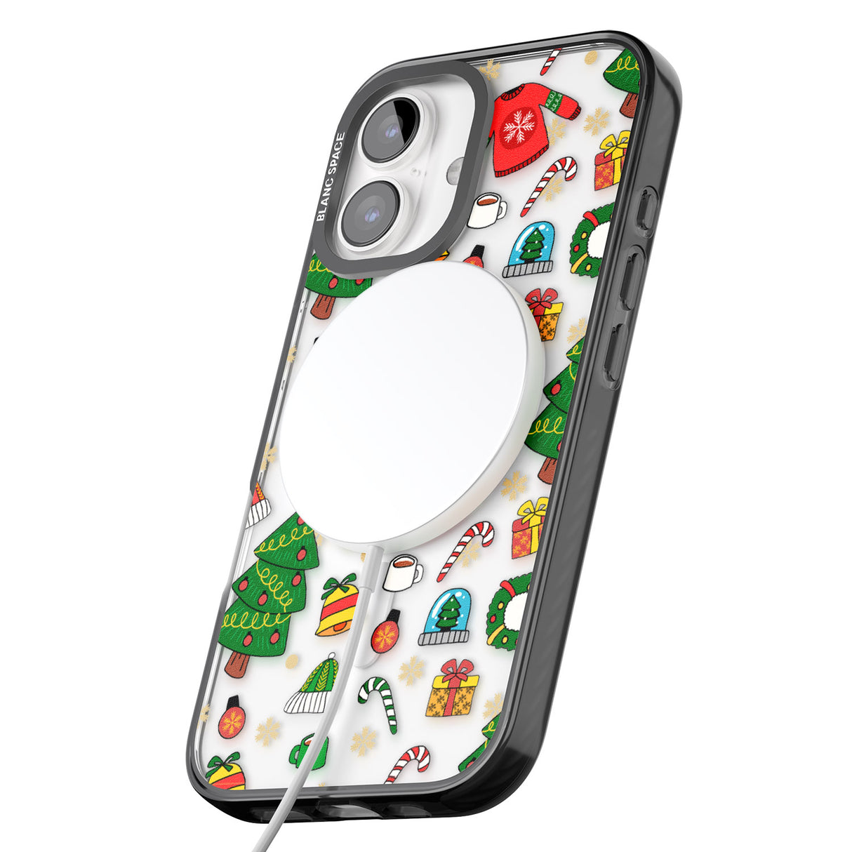 iPhone 16 Pro Max Christmas Mixture Pattern Black Impact Phone Case