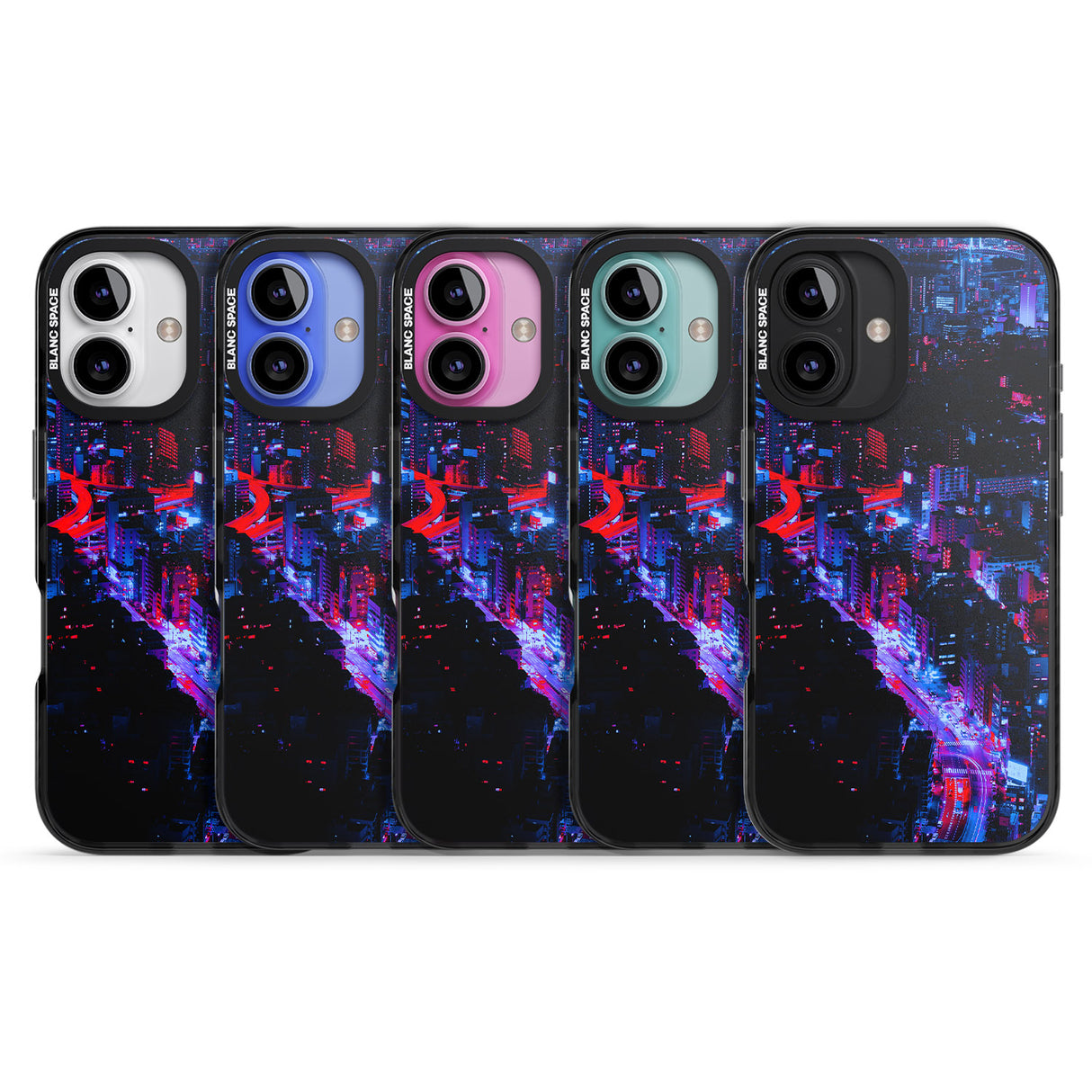 iPhone 16 Pro Max Arial City View - Neon Cities Photographs Black Impact Phone Case